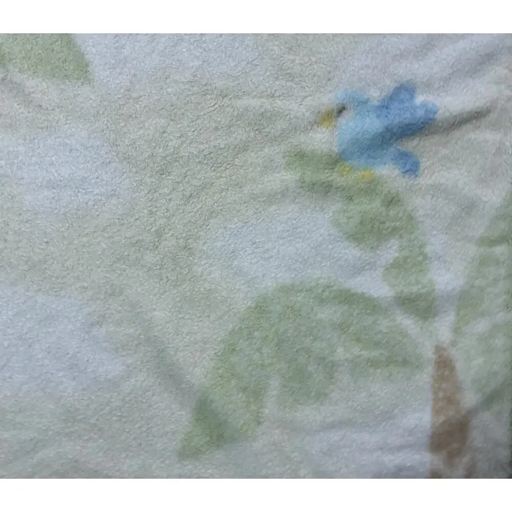 Carters Monkey Baby Blanket Fleece Plush Green Yellow Palm Tree Jungle Blue Bird